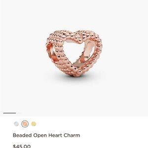 Pandora Gold Heart Charm with Intricate Beading
